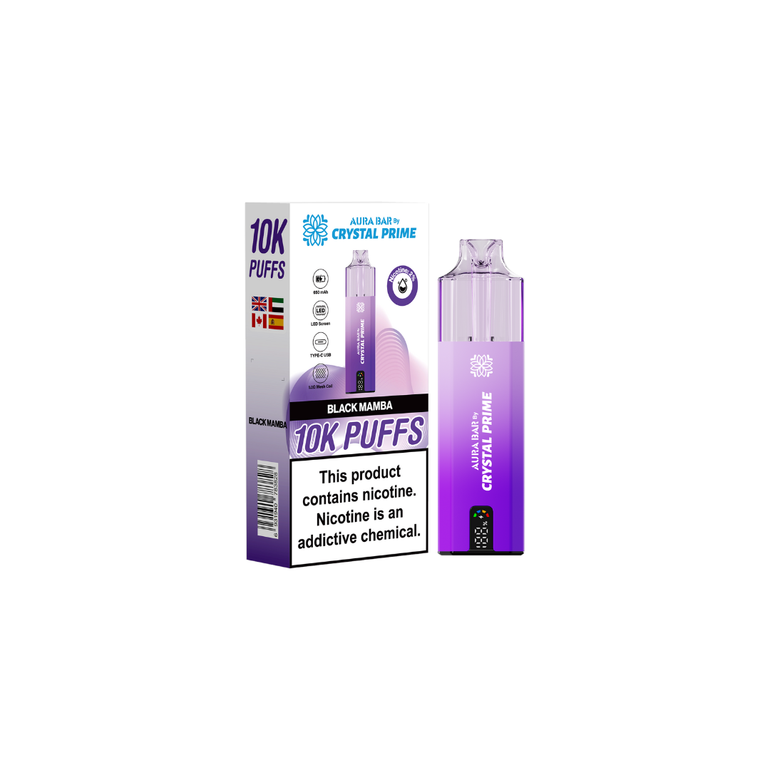 Crystal Prime 10k By Aura Bar Box of 5 Disposable Vape - New