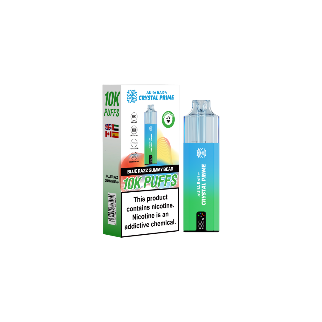 Crystal Prime 10k By Aura Bar Box of 5 Disposable Vape - New