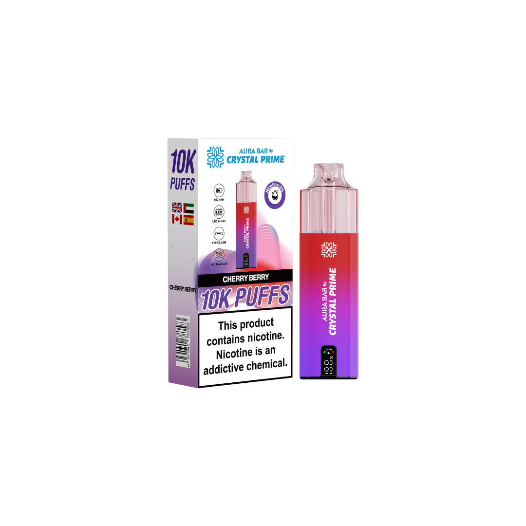 Crystal Prime 10k By Aura Bar Box of 5 Disposable Vape - New