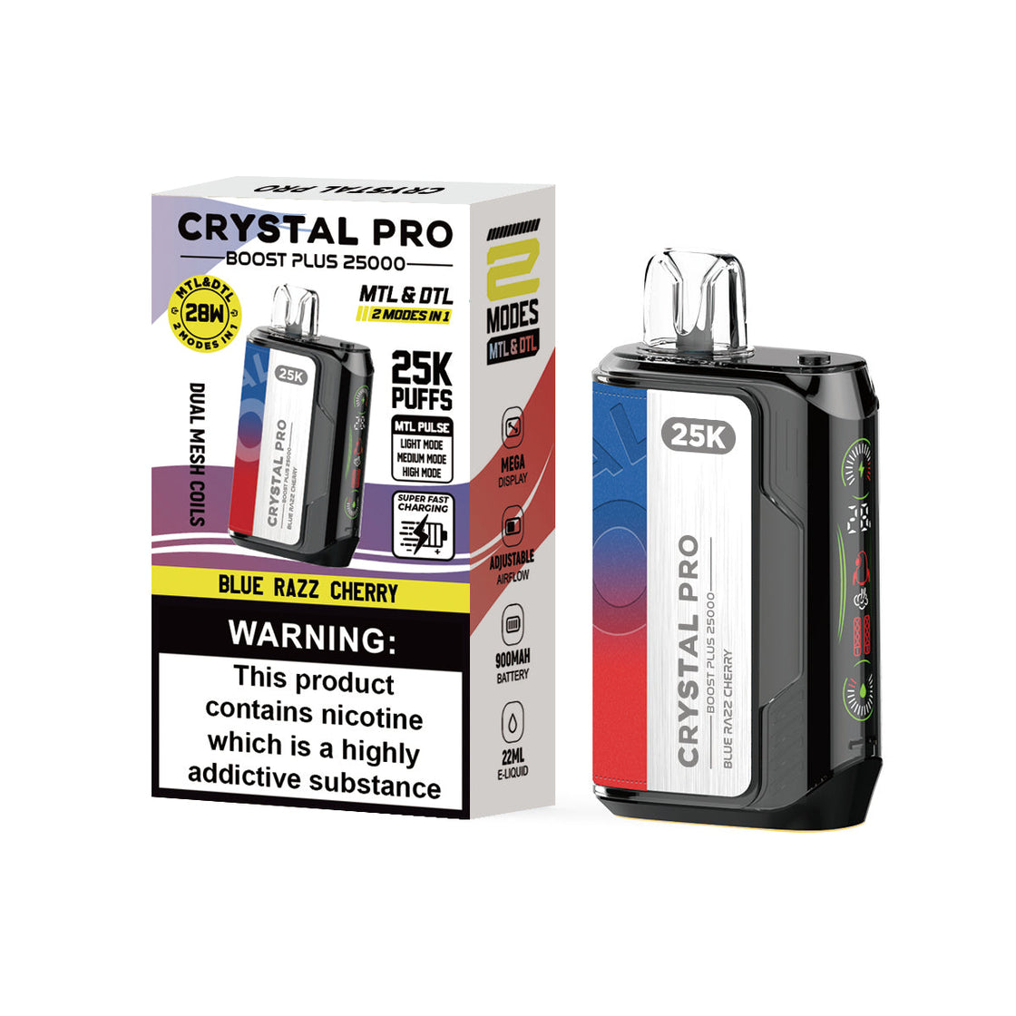 Crystal Pro Boost Plus 25000 Puffs Disposable Pods (Box of 5)