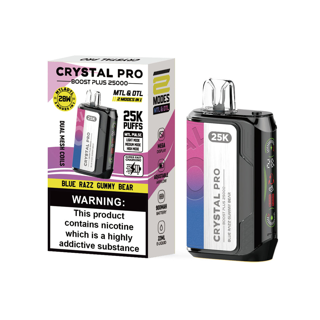 Crystal Pro Boost Plus 25000 Puffs Disposable Pods (Box of 5)