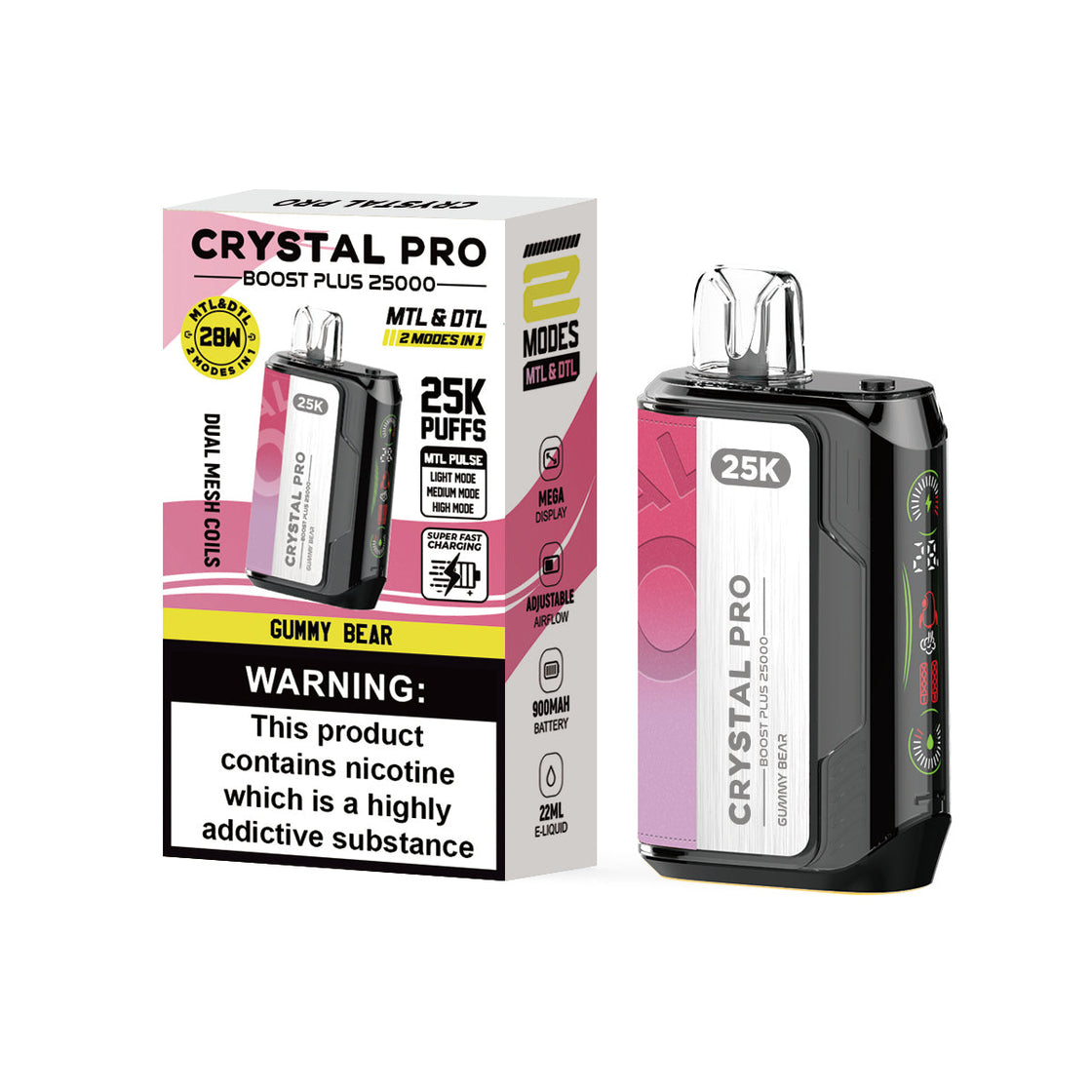 Crystal Pro Boost Plus 25000 Puffs Disposable Pods (Box of 5)