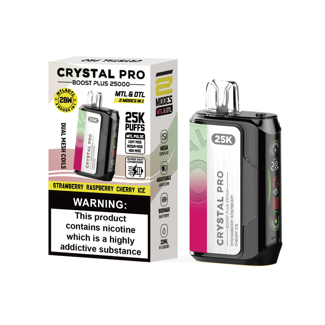 Crystal Pro Boost Plus 25000 Puffs Disposable Pods (Box of 5)