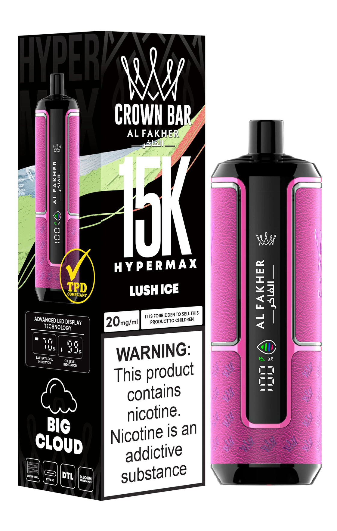 Al Fakher Crown Bar 15K Hypermax Disposable Vape (Box of 10)