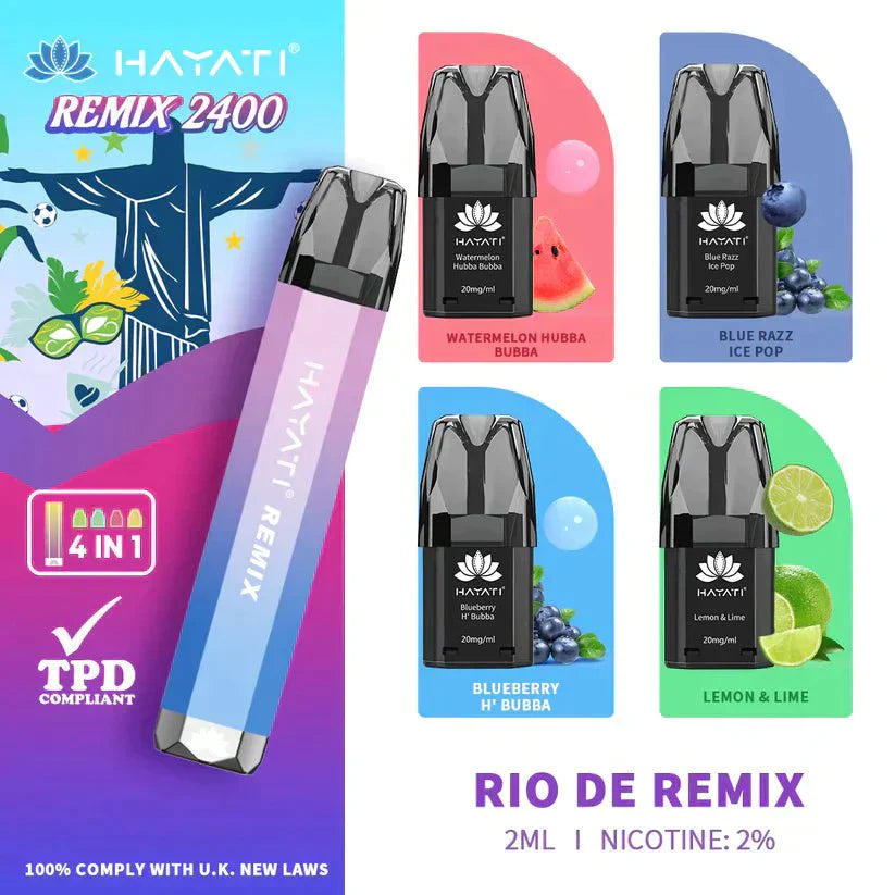 Hayati Remix 2400 Puffs 4 in 1 Disposable Vape Pod Kit - #Simbavapeswholesale#