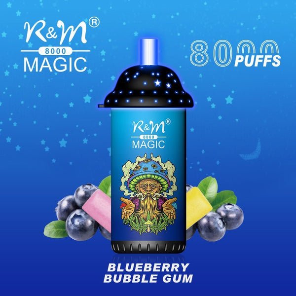 RandM Magic 8000 box of 10 blueberry Bubble Gum flavour 