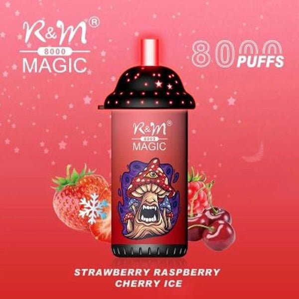 RandM Magic 8000 box of 10 Strawberry Raspberry Cherry Ice flavour 