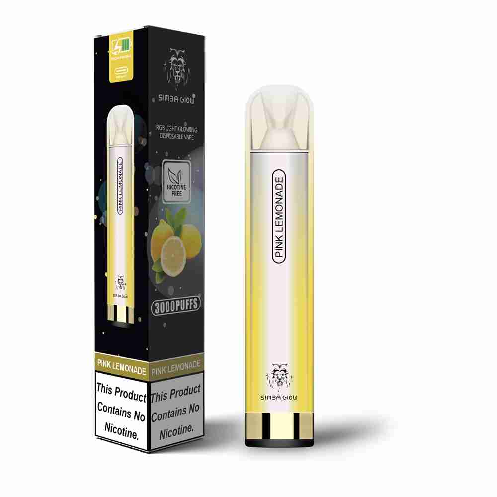 Simba Glow Bar 3000 Puffs Disposable Vape Pen E Cigarette, Rechargeable -No Nicotine – 10 Pack - #Simbavapes#